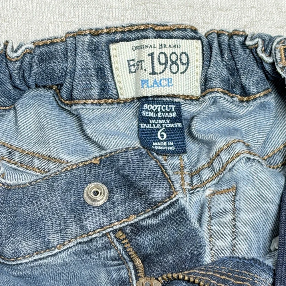 The Childrens Place‎ Boys Jeans Size 6 Husky Blue Bootcut Adjustable Waist Denim